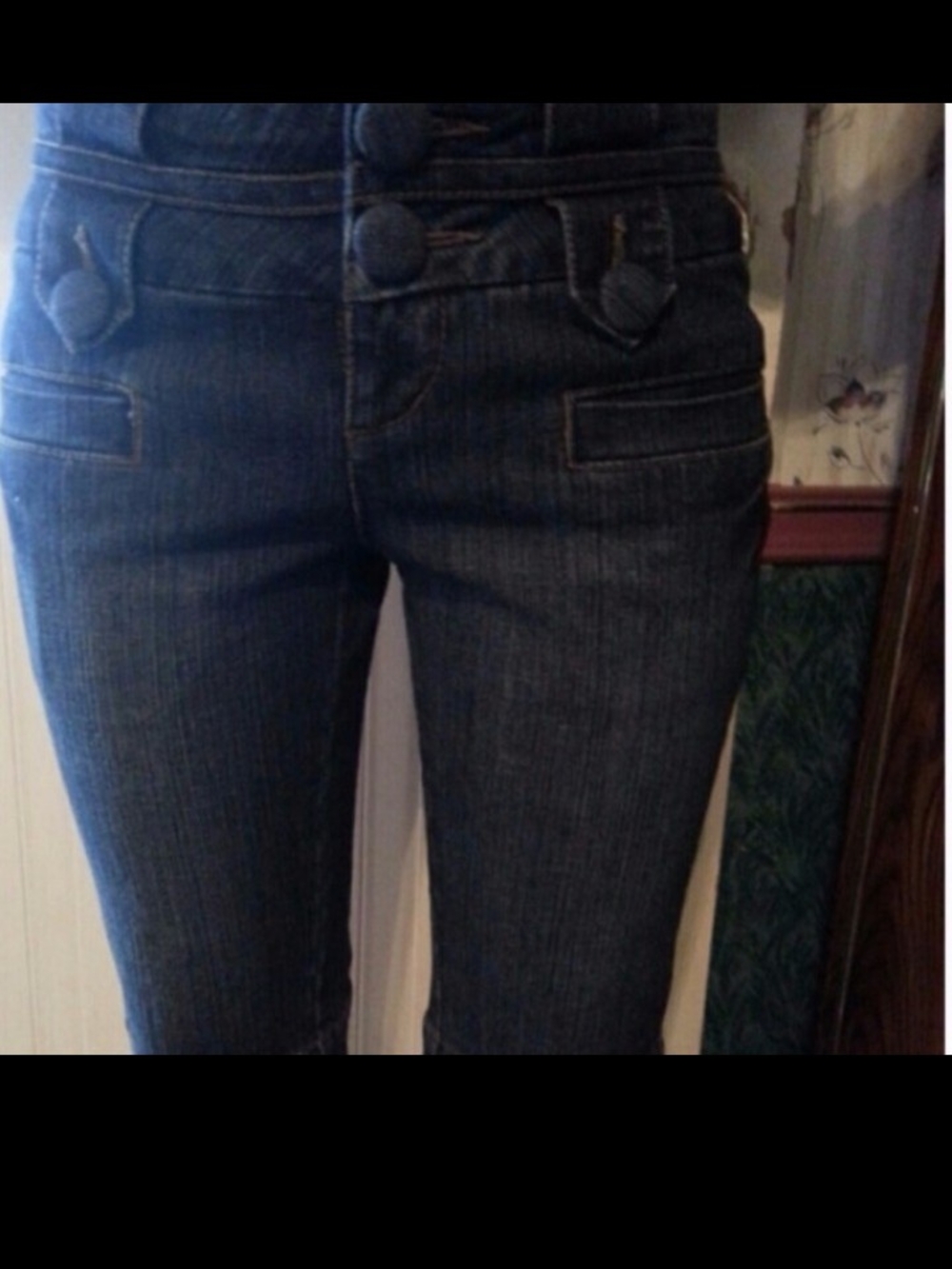Cache Knee Length High-Rise Dark Blue Denim Jeans